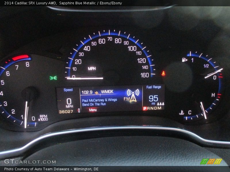 Sapphire Blue Metallic / Ebony/Ebony 2014 Cadillac SRX Luxury AWD