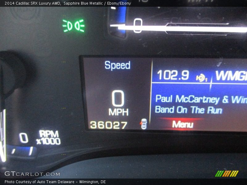 Sapphire Blue Metallic / Ebony/Ebony 2014 Cadillac SRX Luxury AWD