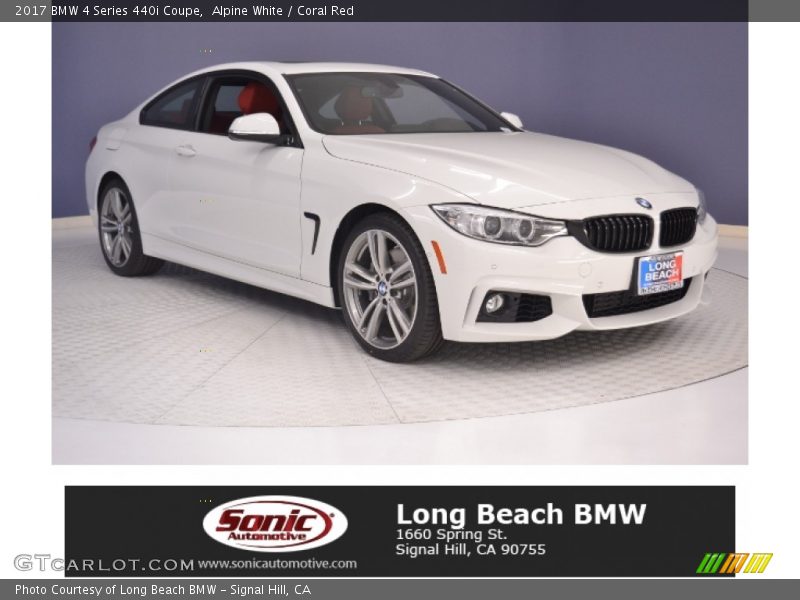 Alpine White / Coral Red 2017 BMW 4 Series 440i Coupe