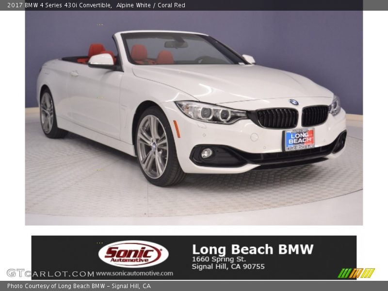 Alpine White / Coral Red 2017 BMW 4 Series 430i Convertible