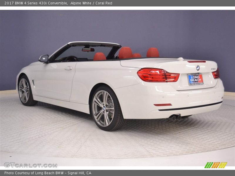Alpine White / Coral Red 2017 BMW 4 Series 430i Convertible