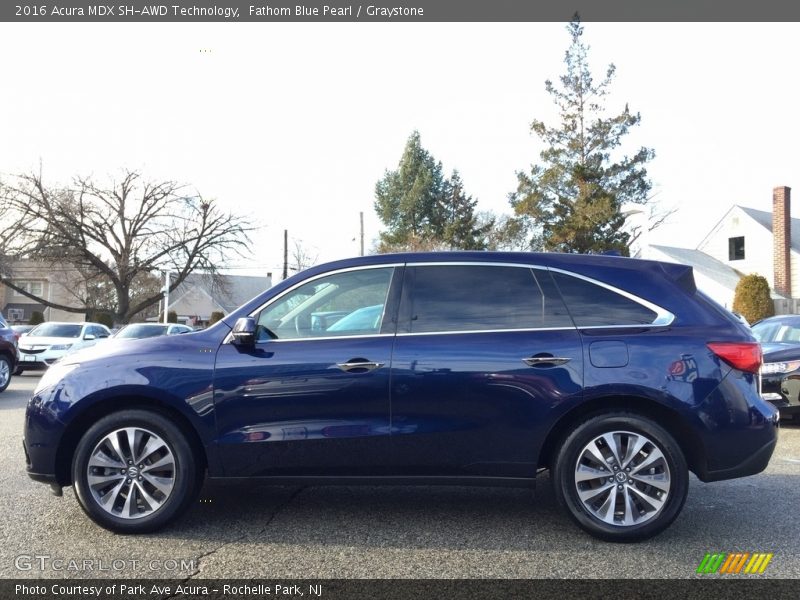 Fathom Blue Pearl / Graystone 2016 Acura MDX SH-AWD Technology