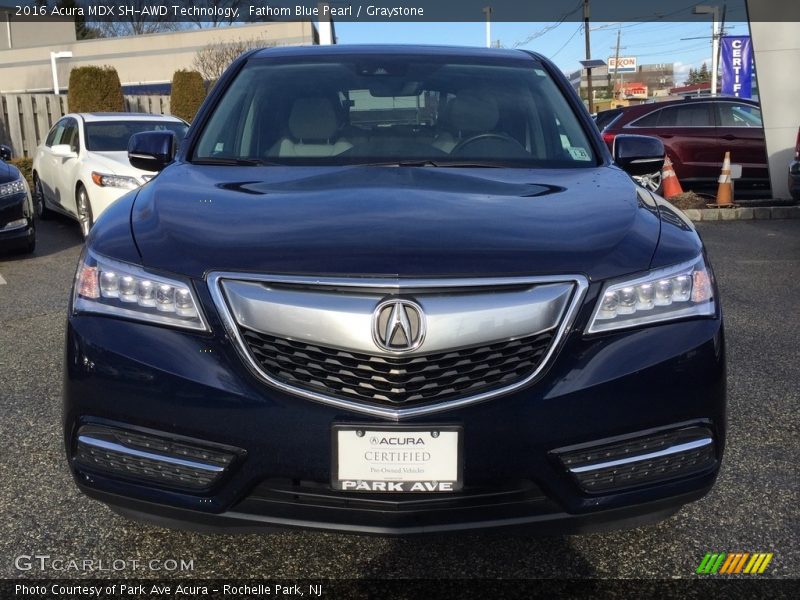 Fathom Blue Pearl / Graystone 2016 Acura MDX SH-AWD Technology