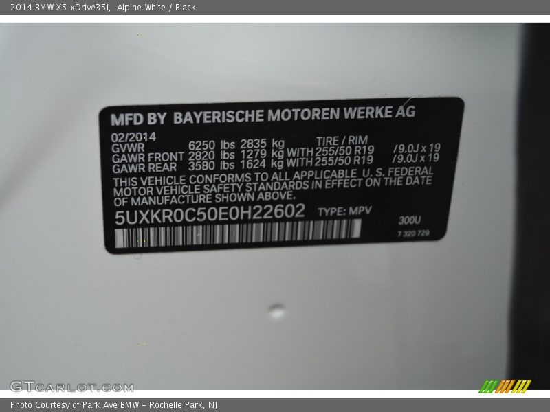 Alpine White / Black 2014 BMW X5 xDrive35i