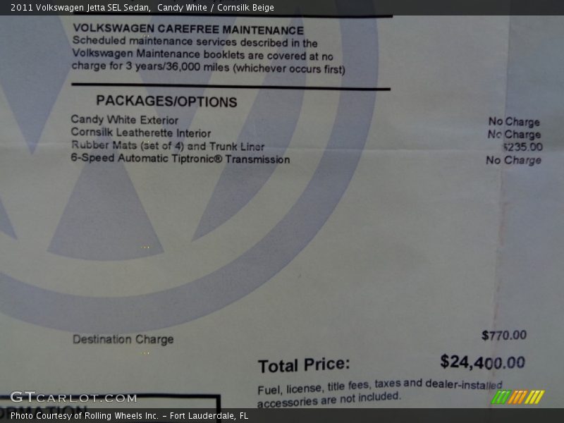 Candy White / Cornsilk Beige 2011 Volkswagen Jetta SEL Sedan