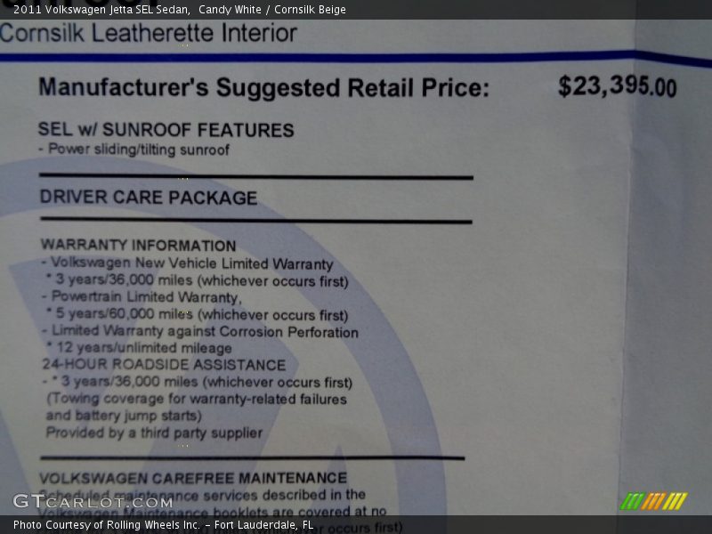 Candy White / Cornsilk Beige 2011 Volkswagen Jetta SEL Sedan