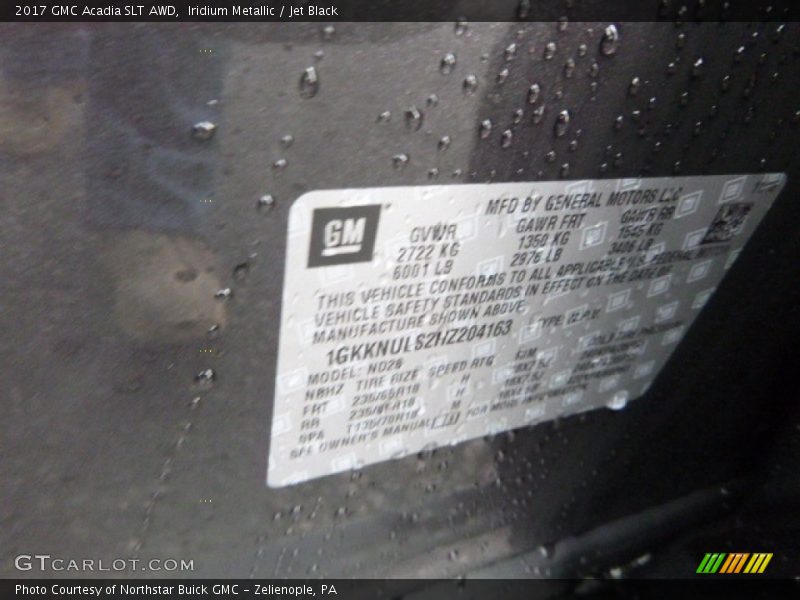 Iridium Metallic / Jet Black 2017 GMC Acadia SLT AWD