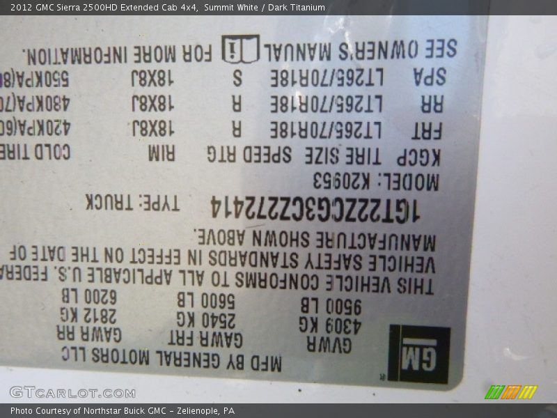 Summit White / Dark Titanium 2012 GMC Sierra 2500HD Extended Cab 4x4