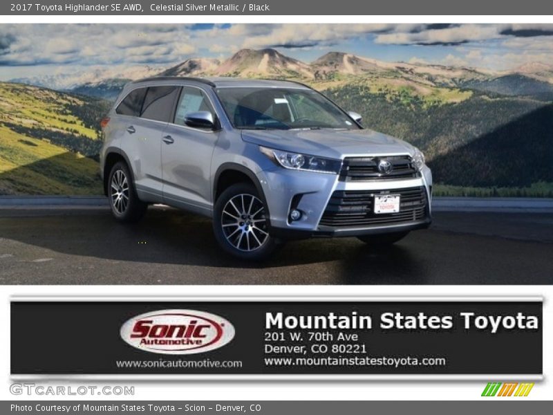 Celestial Silver Metallic / Black 2017 Toyota Highlander SE AWD