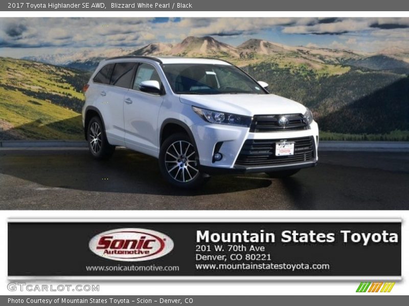 Blizzard White Pearl / Black 2017 Toyota Highlander SE AWD