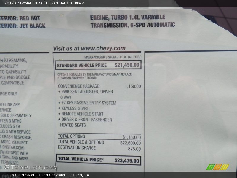 Red Hot / Jet Black 2017 Chevrolet Cruze LT