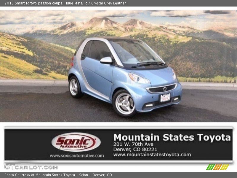 Blue Metallic / Crystal Grey Leather 2013 Smart fortwo passion coupe