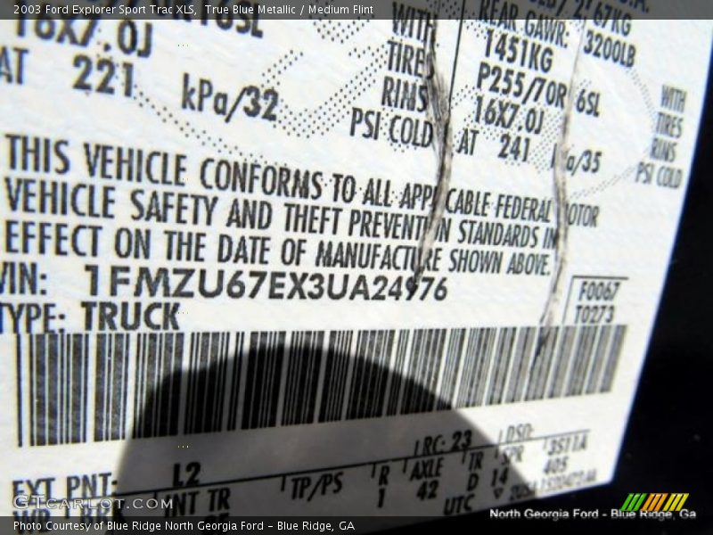True Blue Metallic / Medium Flint 2003 Ford Explorer Sport Trac XLS