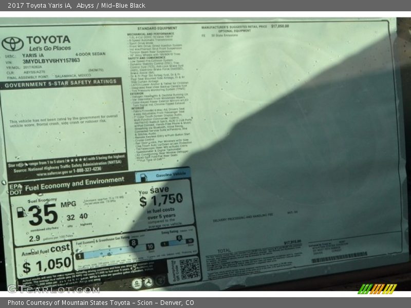 Abyss / Mid-Blue Black 2017 Toyota Yaris iA