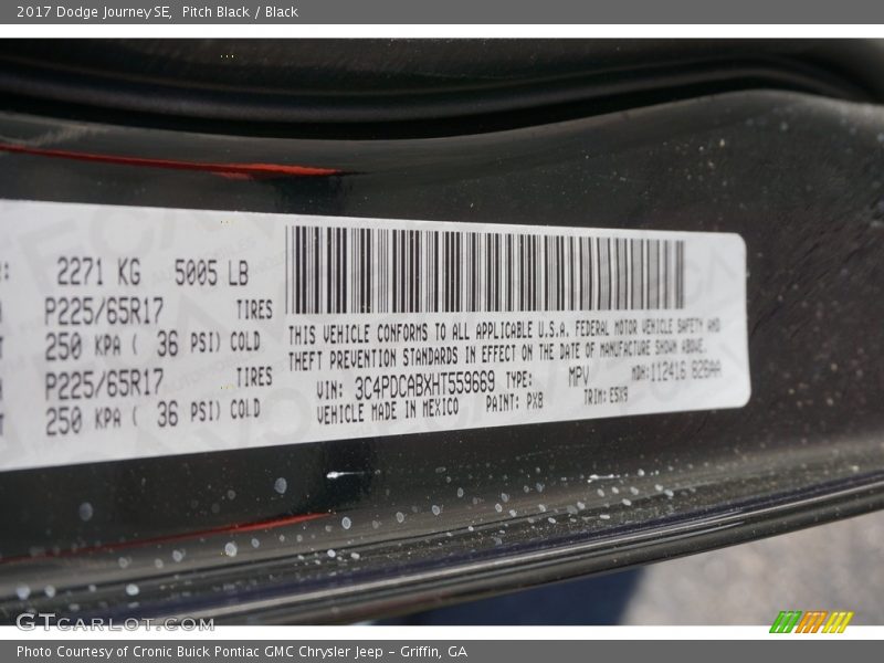 Pitch Black / Black 2017 Dodge Journey SE