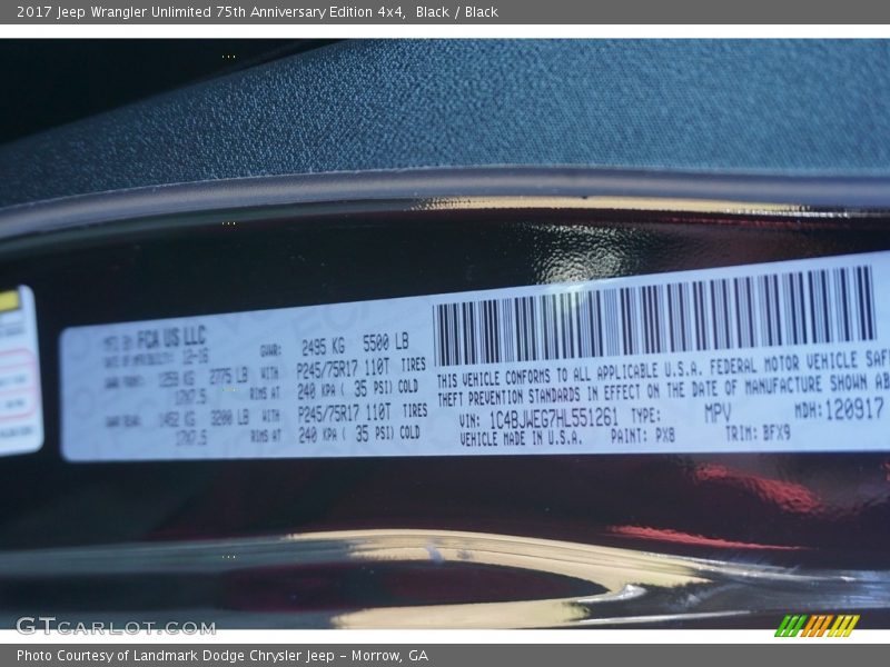 Black / Black 2017 Jeep Wrangler Unlimited 75th Anniversary Edition 4x4