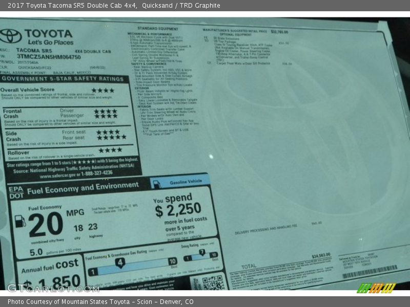 Quicksand / TRD Graphite 2017 Toyota Tacoma SR5 Double Cab 4x4