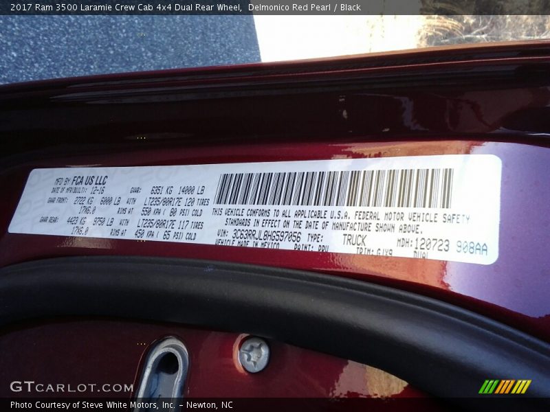 Delmonico Red Pearl / Black 2017 Ram 3500 Laramie Crew Cab 4x4 Dual Rear Wheel