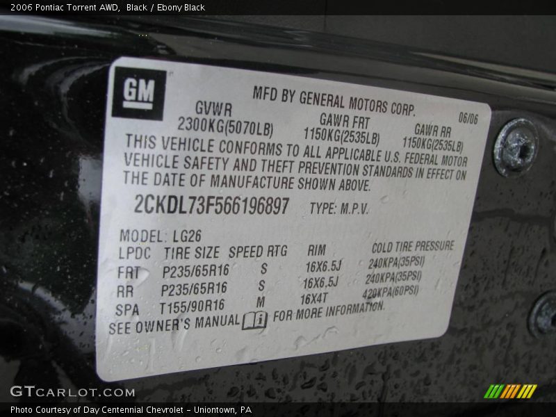 Black / Ebony Black 2006 Pontiac Torrent AWD