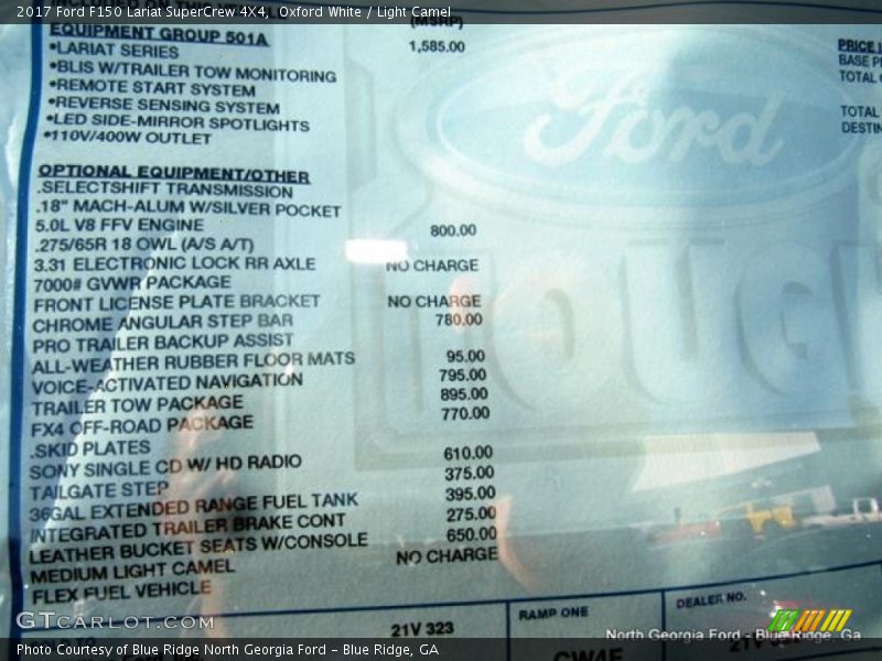 Oxford White / Light Camel 2017 Ford F150 Lariat SuperCrew 4X4