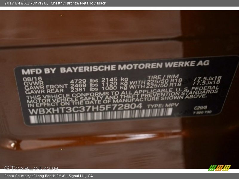 Chestnut Bronze Metallic / Black 2017 BMW X1 xDrive28i