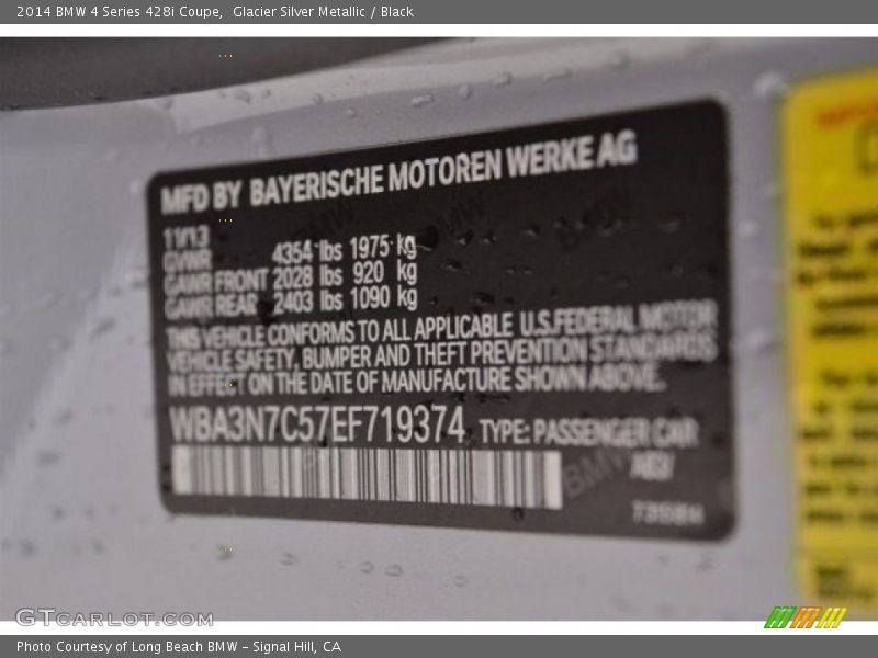 Glacier Silver Metallic / Black 2014 BMW 4 Series 428i Coupe