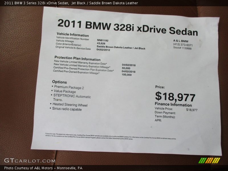Jet Black / Saddle Brown Dakota Leather 2011 BMW 3 Series 328i xDrive Sedan