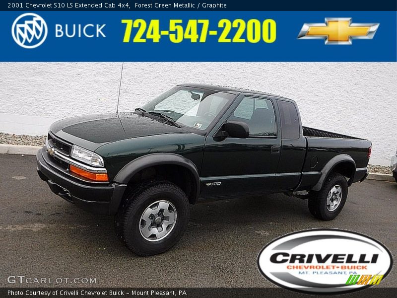 Forest Green Metallic / Graphite 2001 Chevrolet S10 LS Extended Cab 4x4
