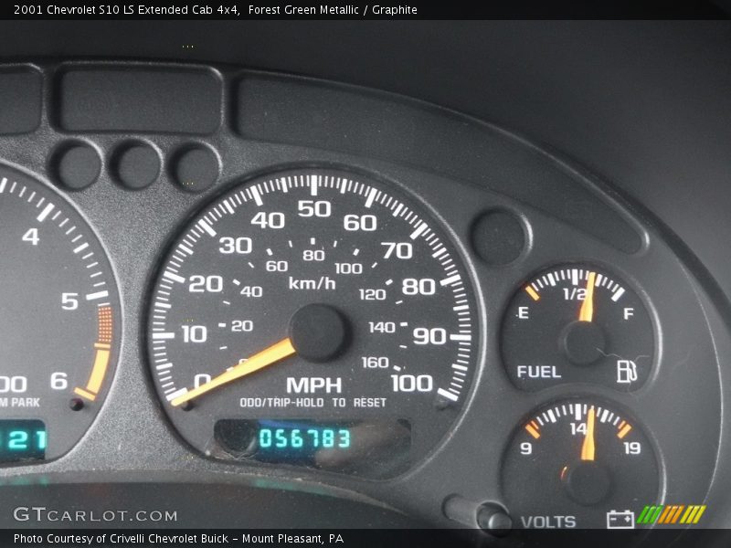 Forest Green Metallic / Graphite 2001 Chevrolet S10 LS Extended Cab 4x4