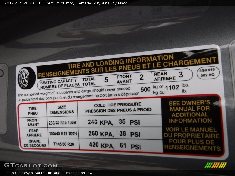 Tornado Gray Metallic / Black 2017 Audi A6 2.0 TFSI Premium quattro