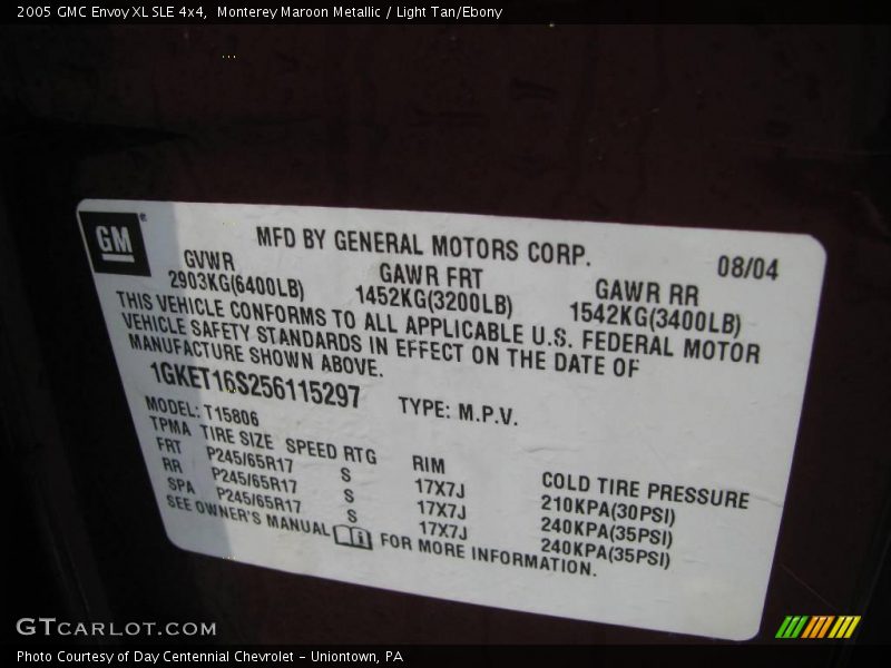 Monterey Maroon Metallic / Light Tan/Ebony 2005 GMC Envoy XL SLE 4x4