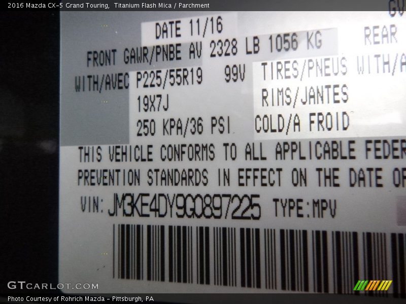Titanium Flash Mica / Parchment 2016 Mazda CX-5 Grand Touring