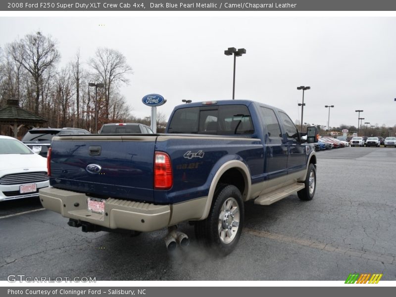 Dark Blue Pearl Metallic / Camel/Chaparral Leather 2008 Ford F250 Super Duty XLT Crew Cab 4x4