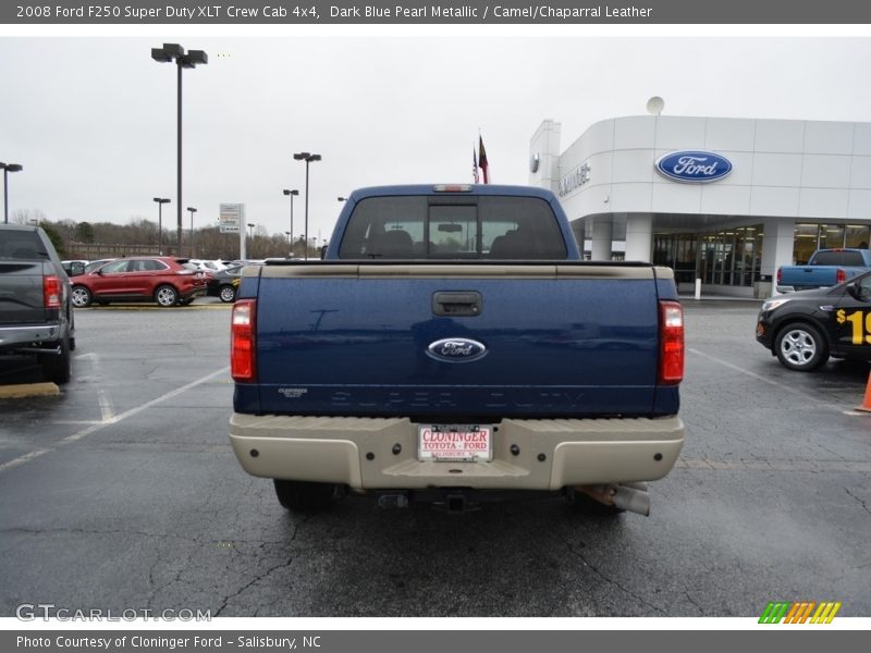 Dark Blue Pearl Metallic / Camel/Chaparral Leather 2008 Ford F250 Super Duty XLT Crew Cab 4x4