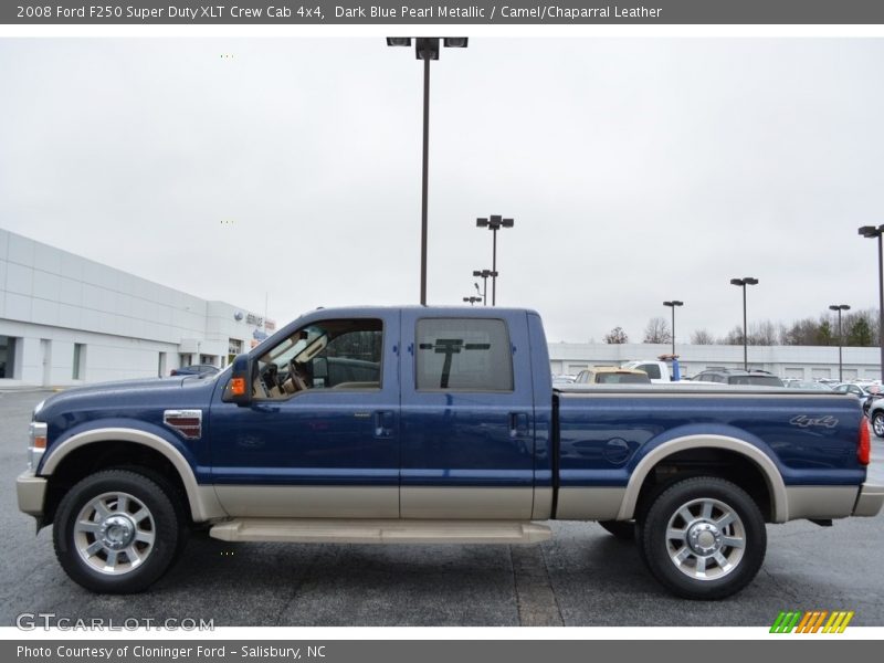 Dark Blue Pearl Metallic / Camel/Chaparral Leather 2008 Ford F250 Super Duty XLT Crew Cab 4x4