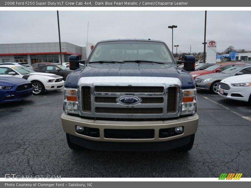 Dark Blue Pearl Metallic / Camel/Chaparral Leather 2008 Ford F250 Super Duty XLT Crew Cab 4x4