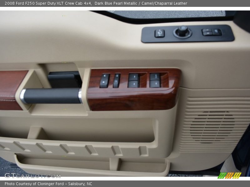Dark Blue Pearl Metallic / Camel/Chaparral Leather 2008 Ford F250 Super Duty XLT Crew Cab 4x4
