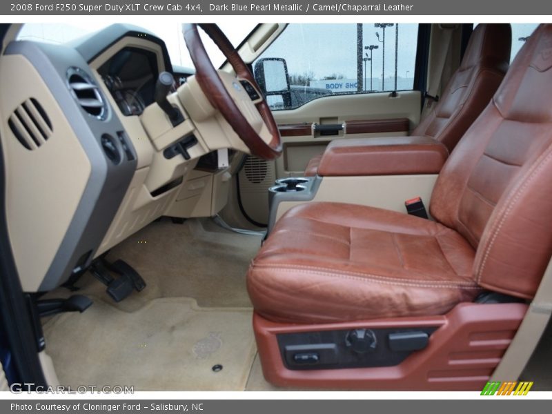 Dark Blue Pearl Metallic / Camel/Chaparral Leather 2008 Ford F250 Super Duty XLT Crew Cab 4x4