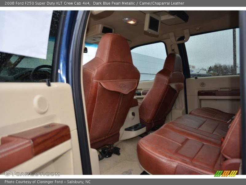 Dark Blue Pearl Metallic / Camel/Chaparral Leather 2008 Ford F250 Super Duty XLT Crew Cab 4x4