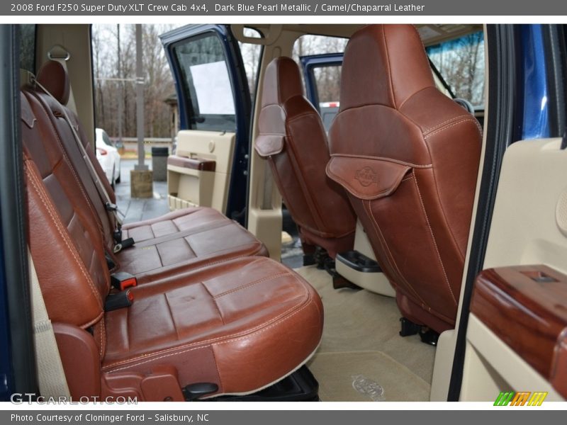 Dark Blue Pearl Metallic / Camel/Chaparral Leather 2008 Ford F250 Super Duty XLT Crew Cab 4x4