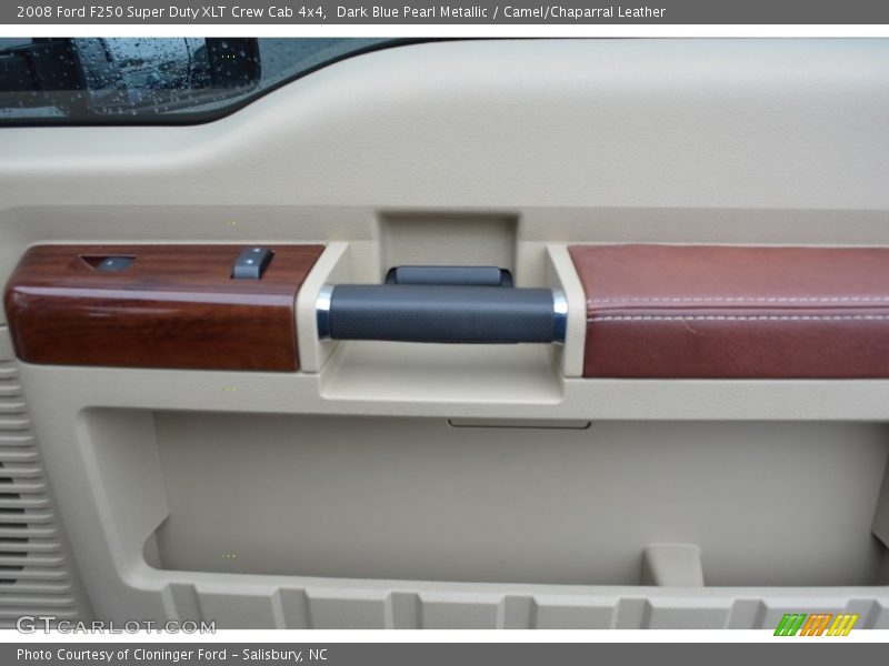 Dark Blue Pearl Metallic / Camel/Chaparral Leather 2008 Ford F250 Super Duty XLT Crew Cab 4x4