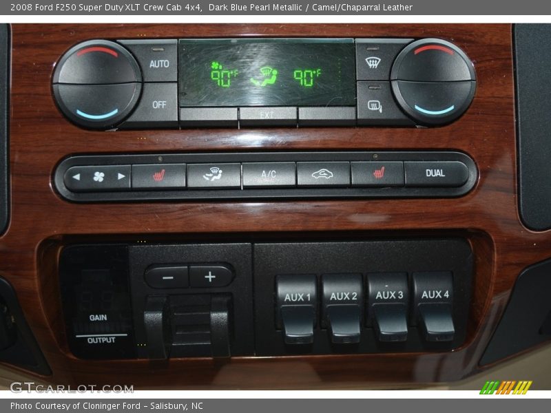 Dark Blue Pearl Metallic / Camel/Chaparral Leather 2008 Ford F250 Super Duty XLT Crew Cab 4x4