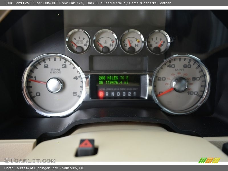 Dark Blue Pearl Metallic / Camel/Chaparral Leather 2008 Ford F250 Super Duty XLT Crew Cab 4x4