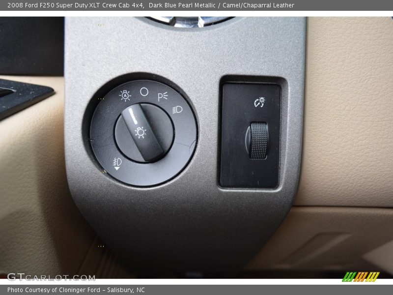 Dark Blue Pearl Metallic / Camel/Chaparral Leather 2008 Ford F250 Super Duty XLT Crew Cab 4x4