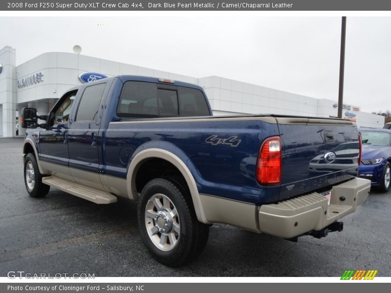 Dark Blue Pearl Metallic / Camel/Chaparral Leather 2008 Ford F250 Super Duty XLT Crew Cab 4x4