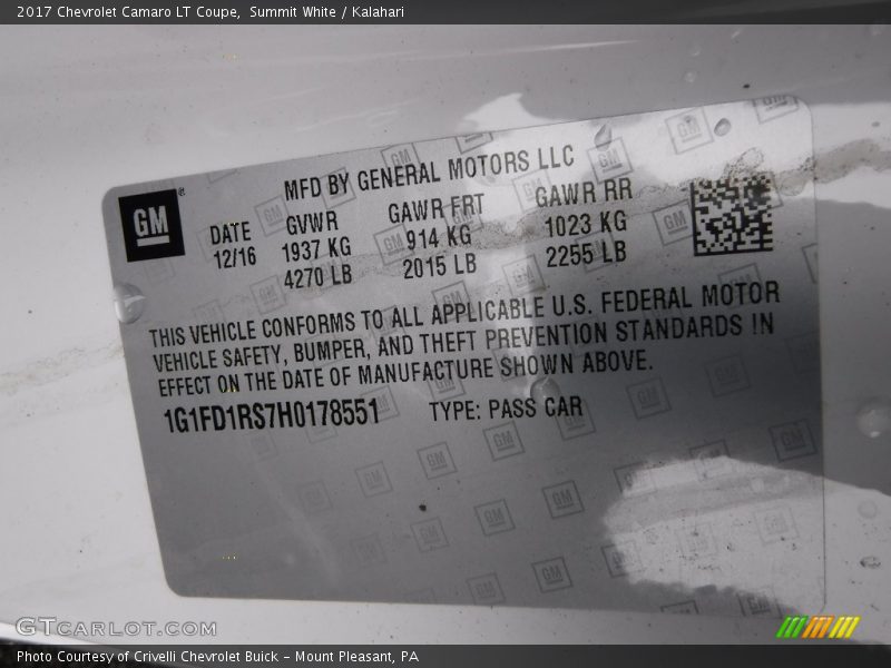 Summit White / Kalahari 2017 Chevrolet Camaro LT Coupe