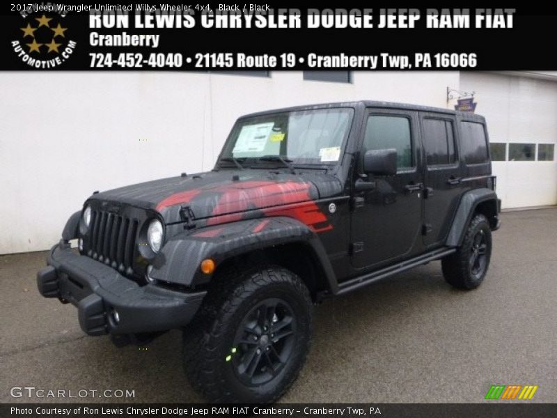 Black / Black 2017 Jeep Wrangler Unlimited Willys Wheeler 4x4