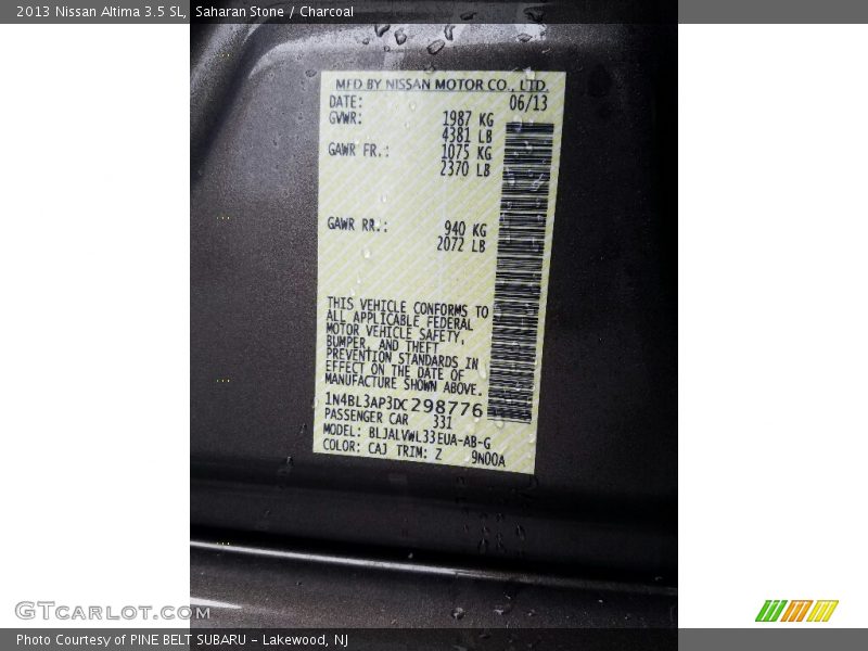 Saharan Stone / Charcoal 2013 Nissan Altima 3.5 SL