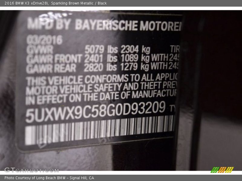 Sparkling Brown Metallic / Black 2016 BMW X3 xDrive28i