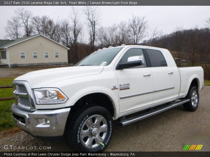 Pearl White / Canyon Brown/Light Frost Beige 2017 Ram 2500 Laramie Mega Cab 4x4